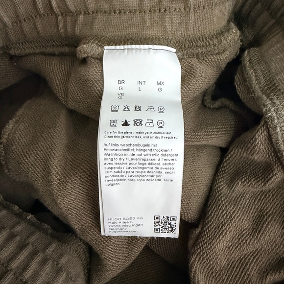 HUGO Hugo Boss Sweat Shorts Fleece Mens L Olive Green Cotton - Picture 5 of 8